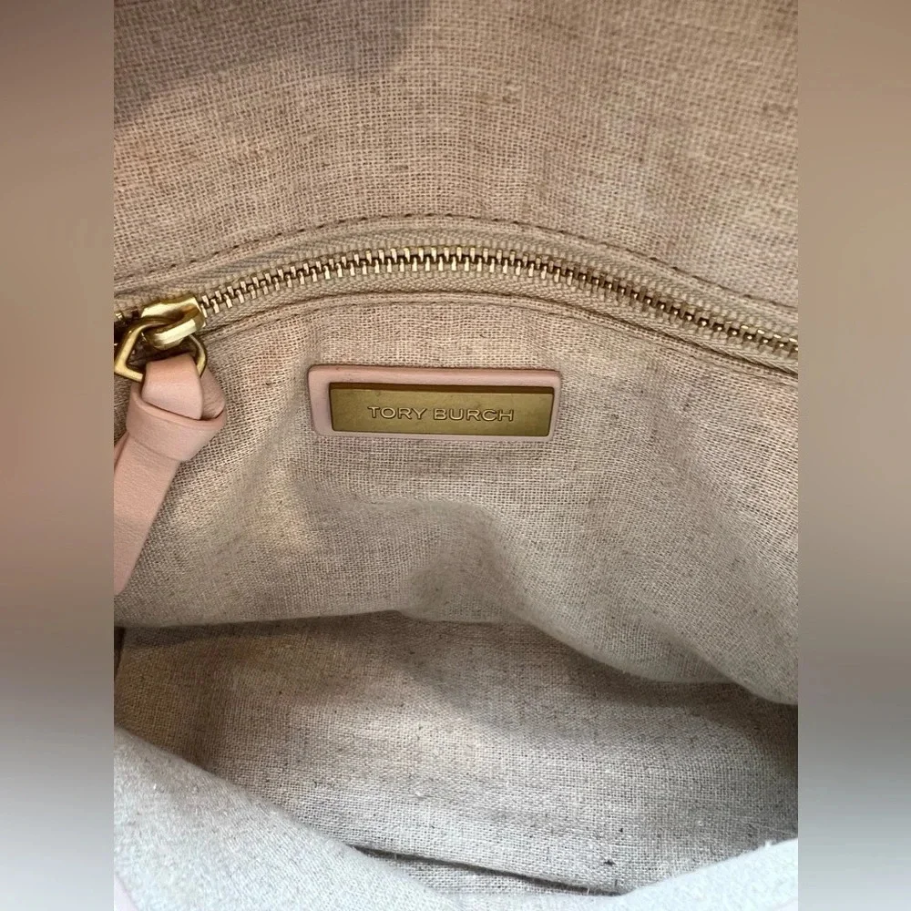 Tory Burch Womens Leather Crossbody Shoulder Bag Light Pink Seashell red - Picture 10 of 16